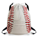 Baseball Stitching Print Drawstring Backpack
