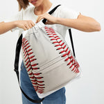 Baseball Stitching Print Drawstring Backpack