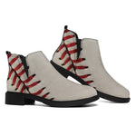 Baseball Stitching Print Flat Ankle Boots