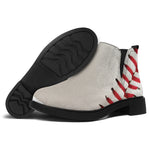 Baseball Stitching Print Flat Ankle Boots