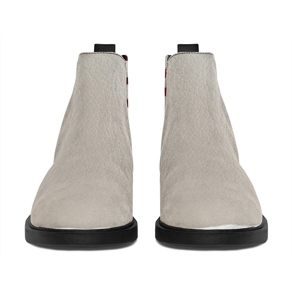 Baseball Stitching Print Flat Ankle Boots