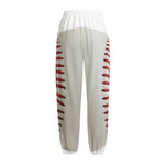 Baseball Stitching Print Fleece Lined Knit Pants
