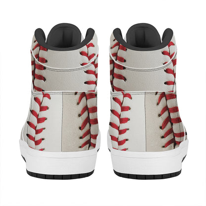 Baseball Stitching Print High Top Leather Sneakers