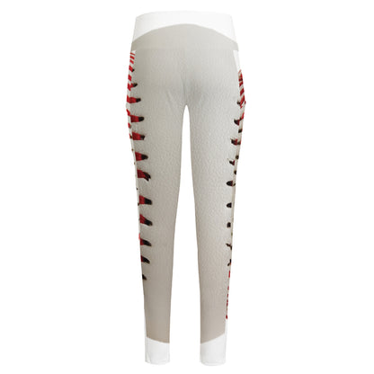 Baseball Stitching Print High-Waisted Pocket Leggings