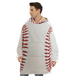 Baseball Stitching Print Hoodie Blanket