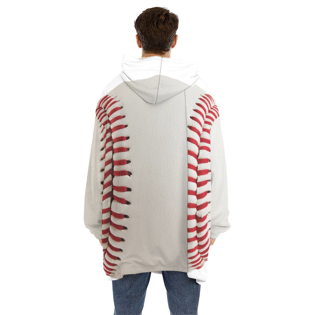 Baseball Stitching Print Hoodie Blanket