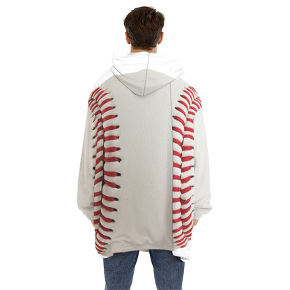Baseball Stitching Print Hoodie Blanket