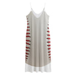 Baseball Stitching Print Jersey Midi Cami Dress