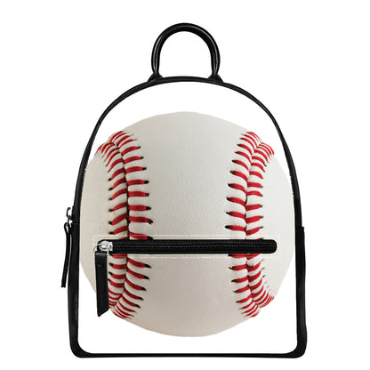 Baseball Stitching Print Leather Backpack