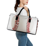 Baseball Stitching Print Leather Duffle Bag