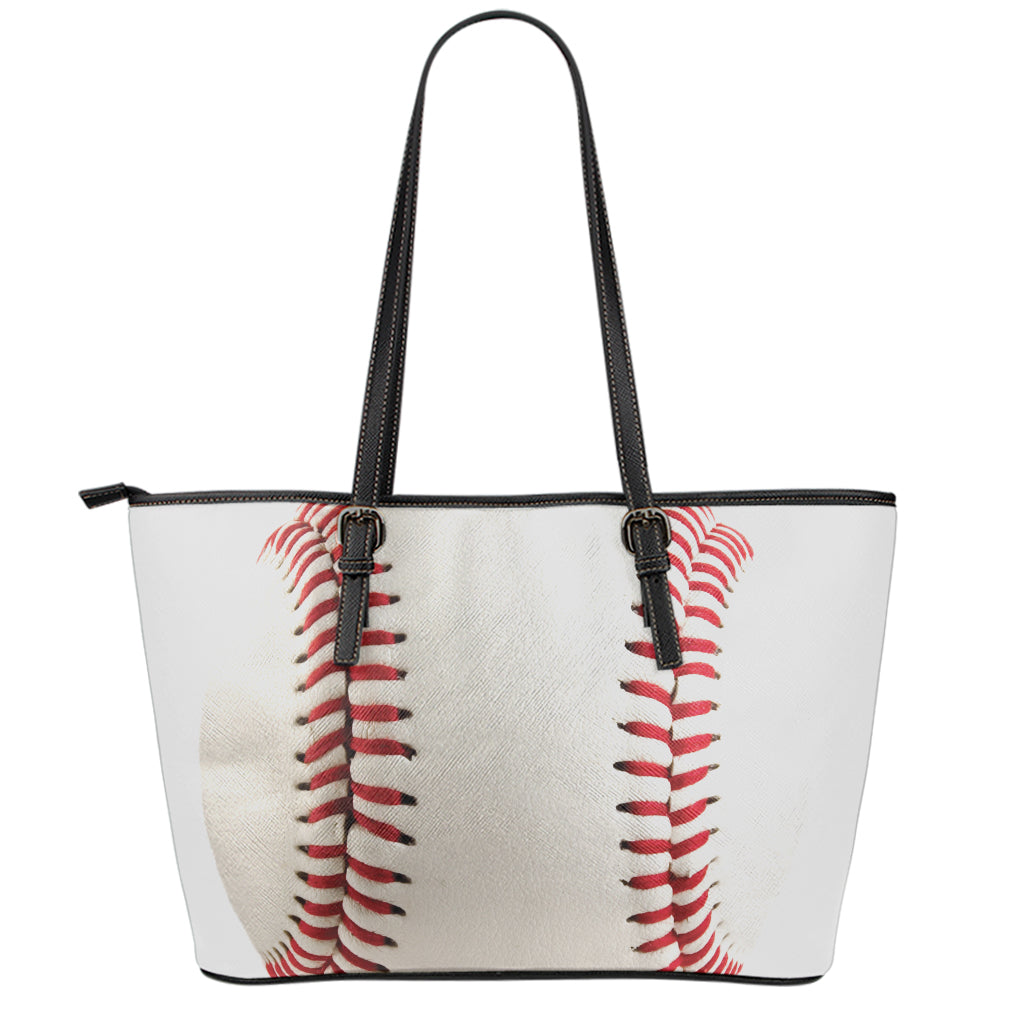 Baseball Stitching Print Leather Tote Bag