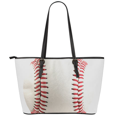 Baseball Stitching Print Leather Tote Bag