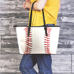 Baseball Stitching Print Leather Tote Bag