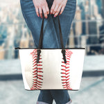 Baseball Stitching Print Leather Tote Bag