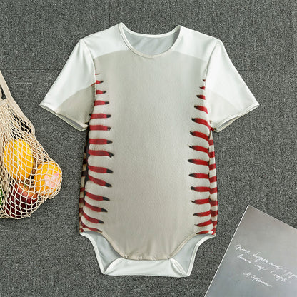 Baseball Stitching Print Men's Bodysuit