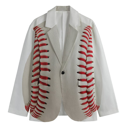 Baseball Stitching Print Men's Cotton Blazer