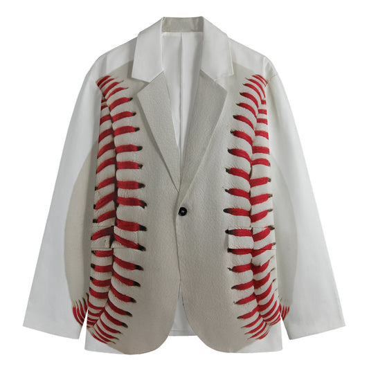 Baseball Stitching Print Men's Cotton Blazer
