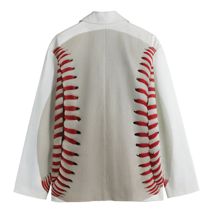 Baseball Stitching Print Men's Cotton Blazer