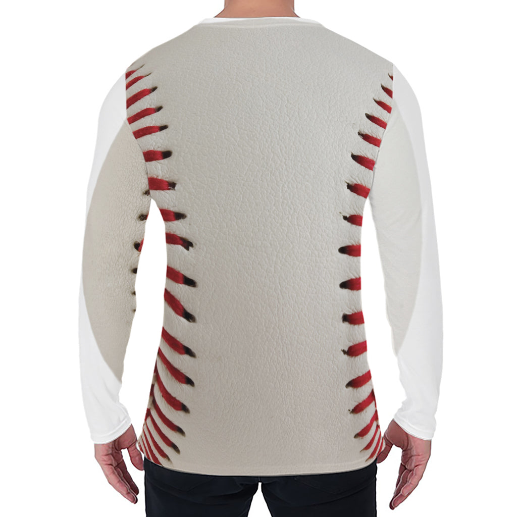 Baseball Stitching Print Men's Long Sleeve T-Shirt