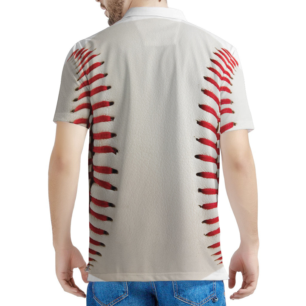 Baseball Stitching Print Men's Polo Shirt