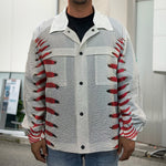 Baseball Stitching Print Men's Shirt Jacket