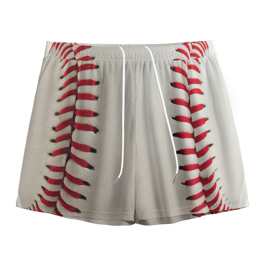 Baseball Stitching Print Mesh Shorts