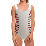 Baseball Stitching Print One Piece Swimsuit