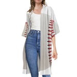 Baseball Stitching Print Open Front Beach Cover Up
