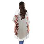 Baseball Stitching Print Open Front Beach Cover Up