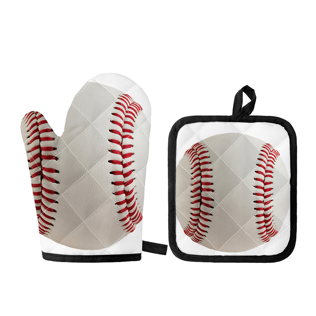 Baseball Stitching Print Oven Mitt And Pot Holder Set