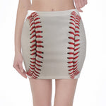 Baseball Stitching Print Pencil Mini Skirt