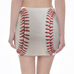 Baseball Stitching Print Pencil Mini Skirt