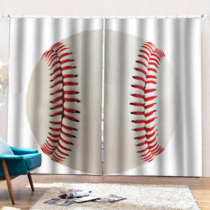 Baseball Stitching Print Pencil Pleat Curtains