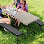 Baseball Stitching Print Picnic Table Cover