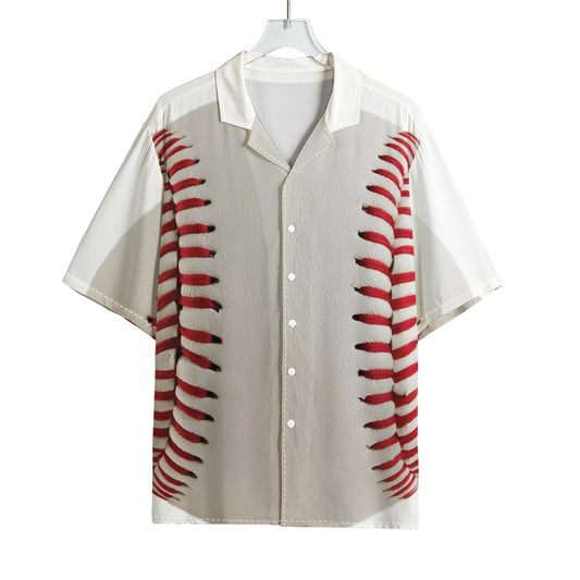 Baseball Stitching Print Rayon Hawaiian Shirt
