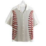Baseball Stitching Print Rayon Hawaiian Shirt