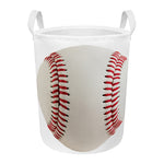 Baseball Stitching Print Round Laundry Basket