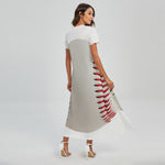 Baseball Stitching Print Short Sleeve Maxi Dress