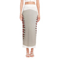 Baseball Stitching Print Side Slit Maxi Skirt