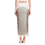 Baseball Stitching Print Side Slit Maxi Skirt