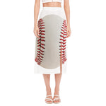 Baseball Stitching Print Side Slit Midi Skirt