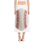 Baseball Stitching Print Side Slit Midi Skirt