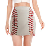Baseball Stitching Print Side Slit Mini Skirt
