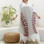 Baseball Stitching Print Silk V-Neck Kaftan Dress