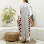 Baseball Stitching Print Silk V-Neck Kaftan Dress