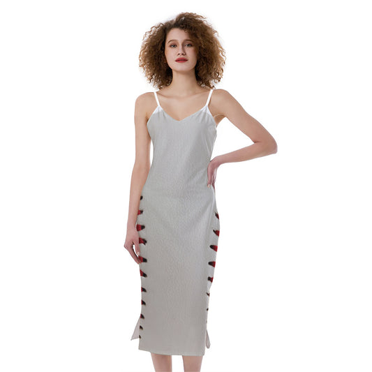 Baseball Stitching Print Slim Fit Midi Cami Dress