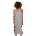 Baseball Stitching Print Slim Fit Midi Cami Dress