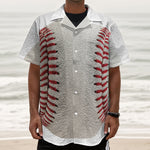 Baseball Stitching Print Textured Short Sleeve Shirt