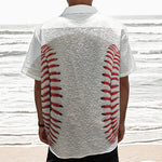 Baseball Stitching Print Textured Short Sleeve Shirt
