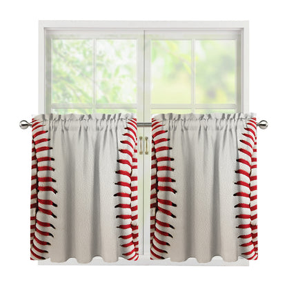 Baseball Stitching Print Tier Curtains